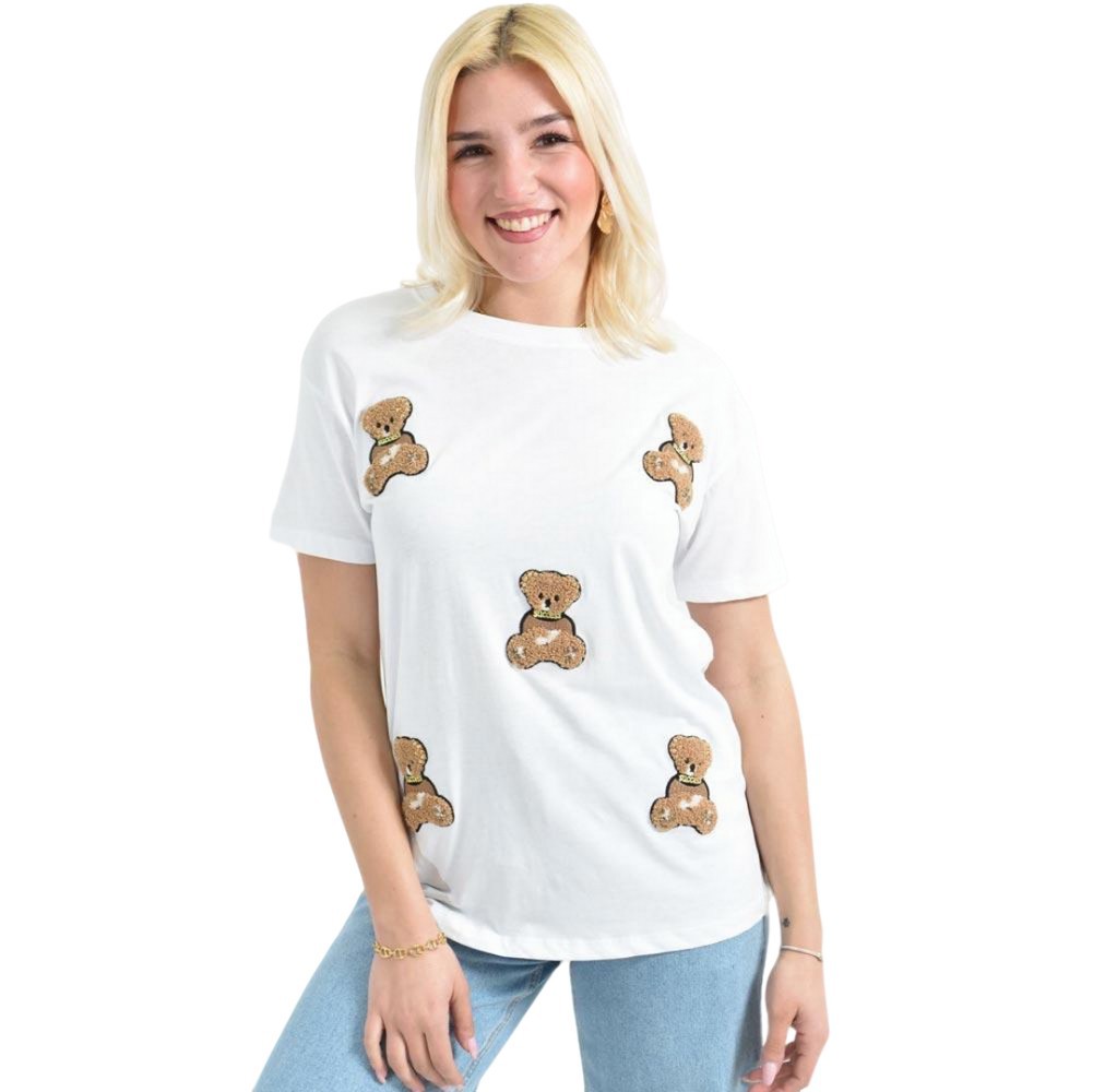 Γυναικείο T-shirt με αρκουδάκια Λευκό 26433