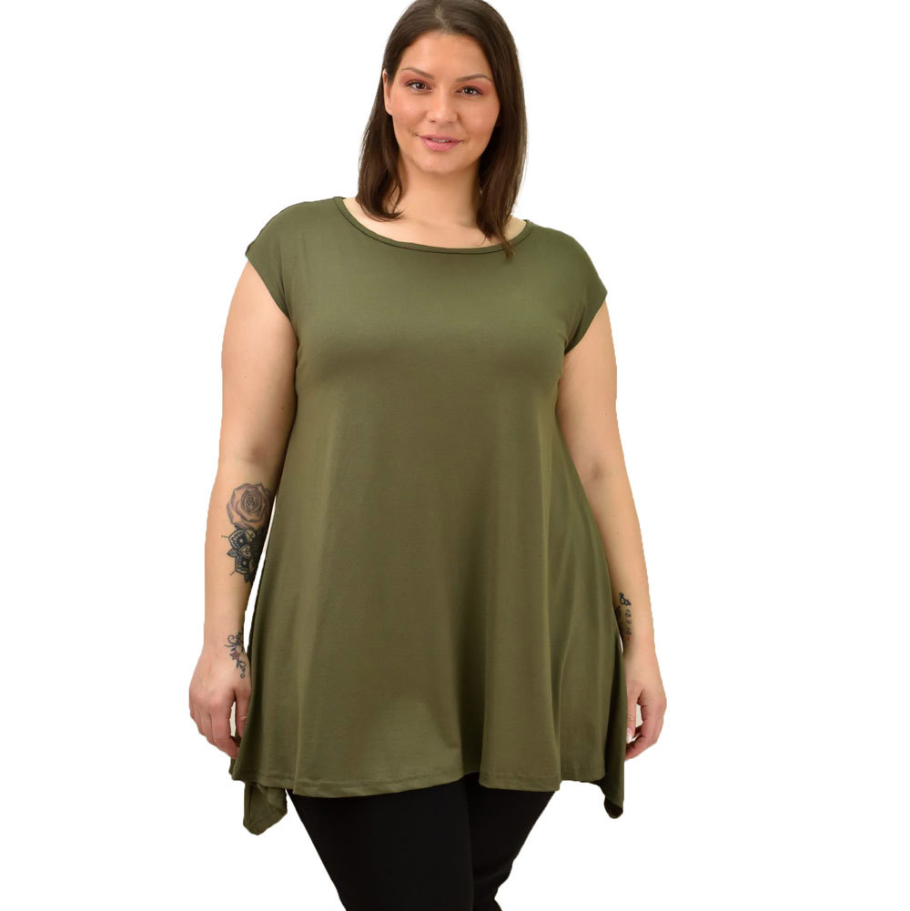 Γυναικεία μπλούζα μονόχρωμη oversized Λαδί 19142