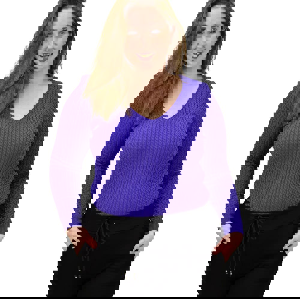 Γυναικείο Plus τοπ με σχέδιο πλεξούδα Μωβ 21966