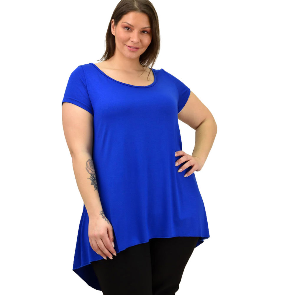 Γυναικεία μπλούζα ασύμμετρη oversized Μπλε Ρουά 19078