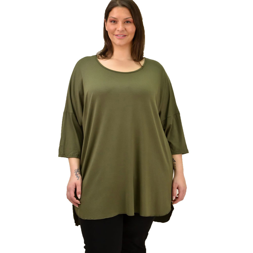 Γυναικεία μπλούζα με 3/4 μανίκι Λαδί 19058