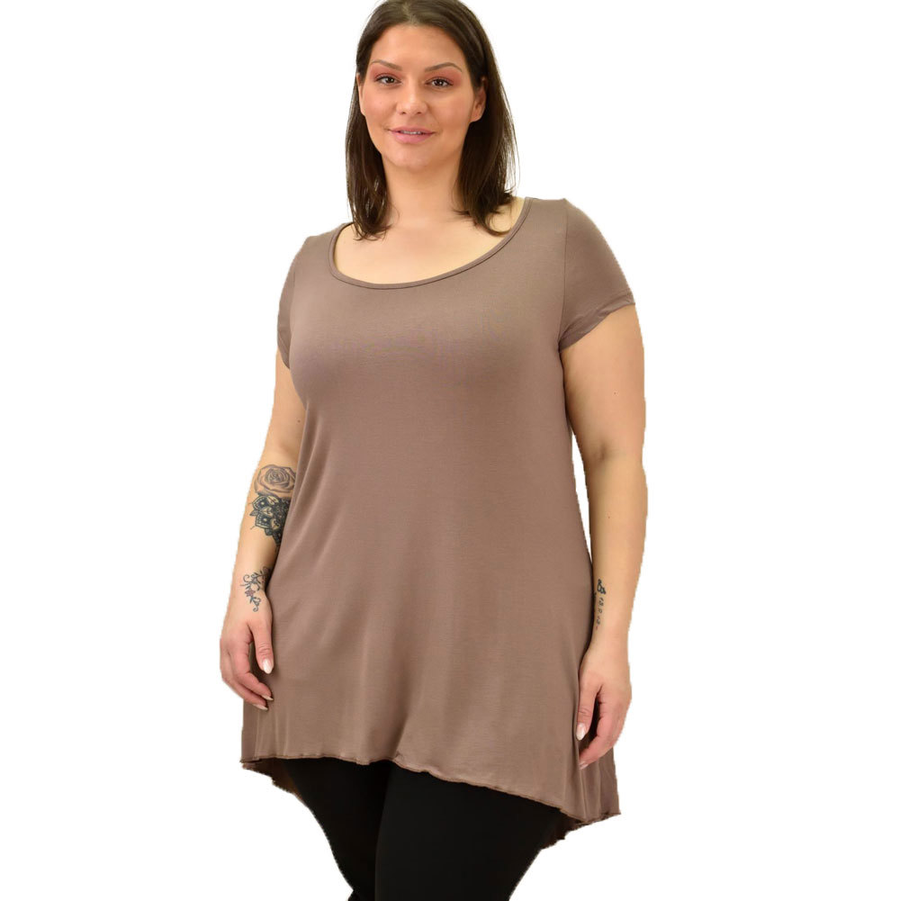 Γυναικεία μπλούζα ασύμμετρη oversized Μπεζ 19065