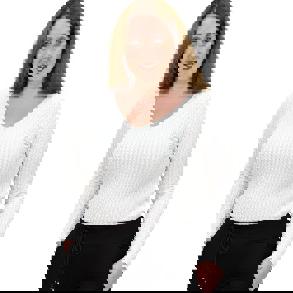 Γυναικείο Plus τοπ με σχέδιο πλεξούδα Λευκό 21974