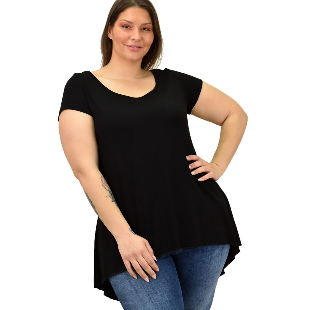 Γυναικεία μπλούζα ασύμμετρη oversized Μαύρο 19079