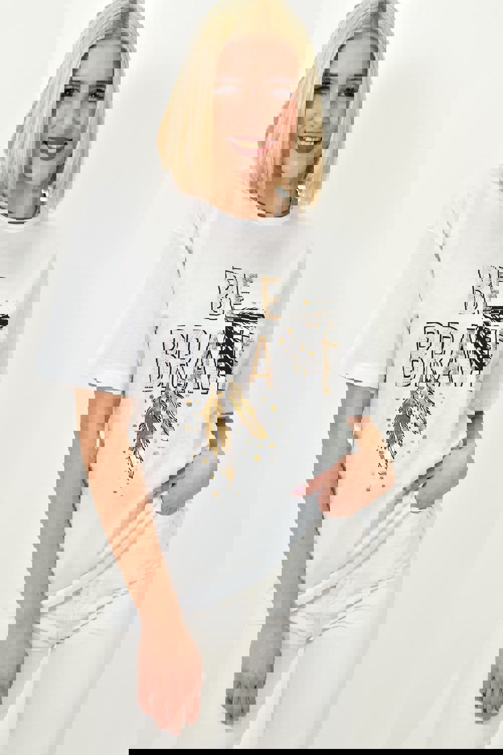 Γυναικείο T-shirt με σχέδιο Be brave Λευκό 23173 φωτογραφία