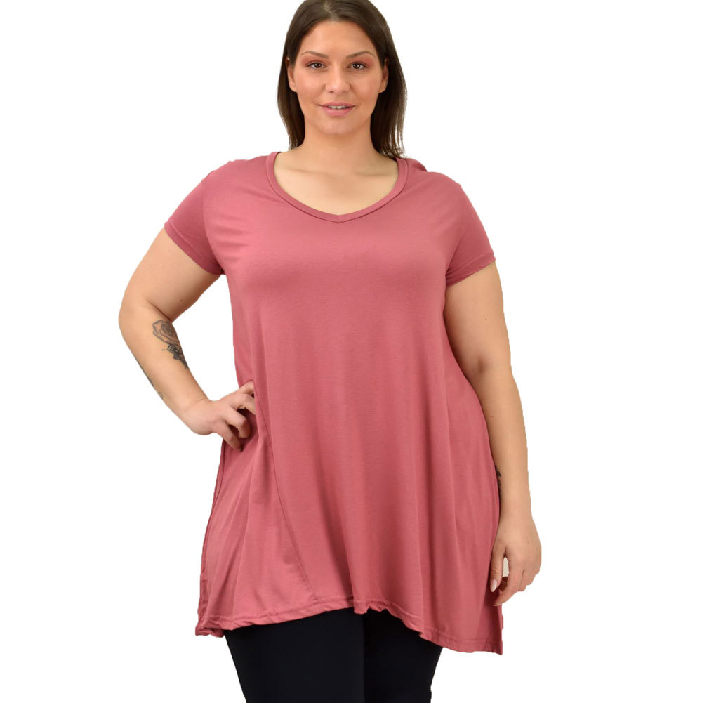 Γυναικεία μπλούζα μονόχρωμη oversized Σομόν 19134