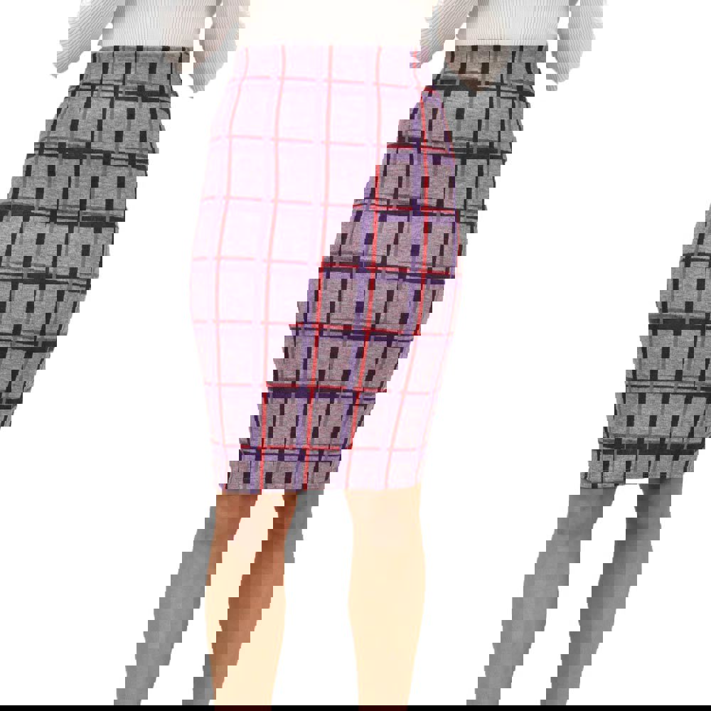 Μidi καρό φούστα με λάστιχο στην μέση Μωβ 18542