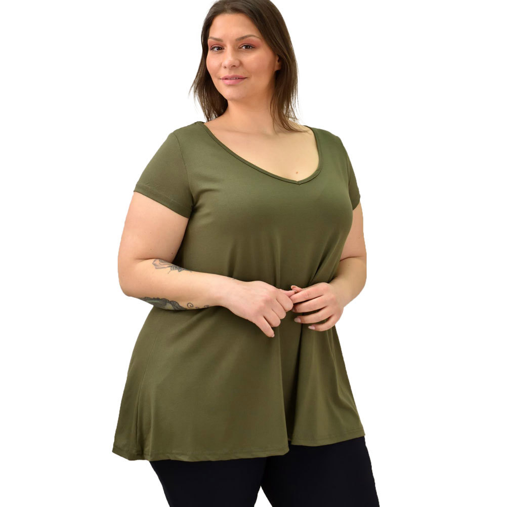 Γυναικεία μπλούζα μονόχρωμη oversized Λαδί 19105