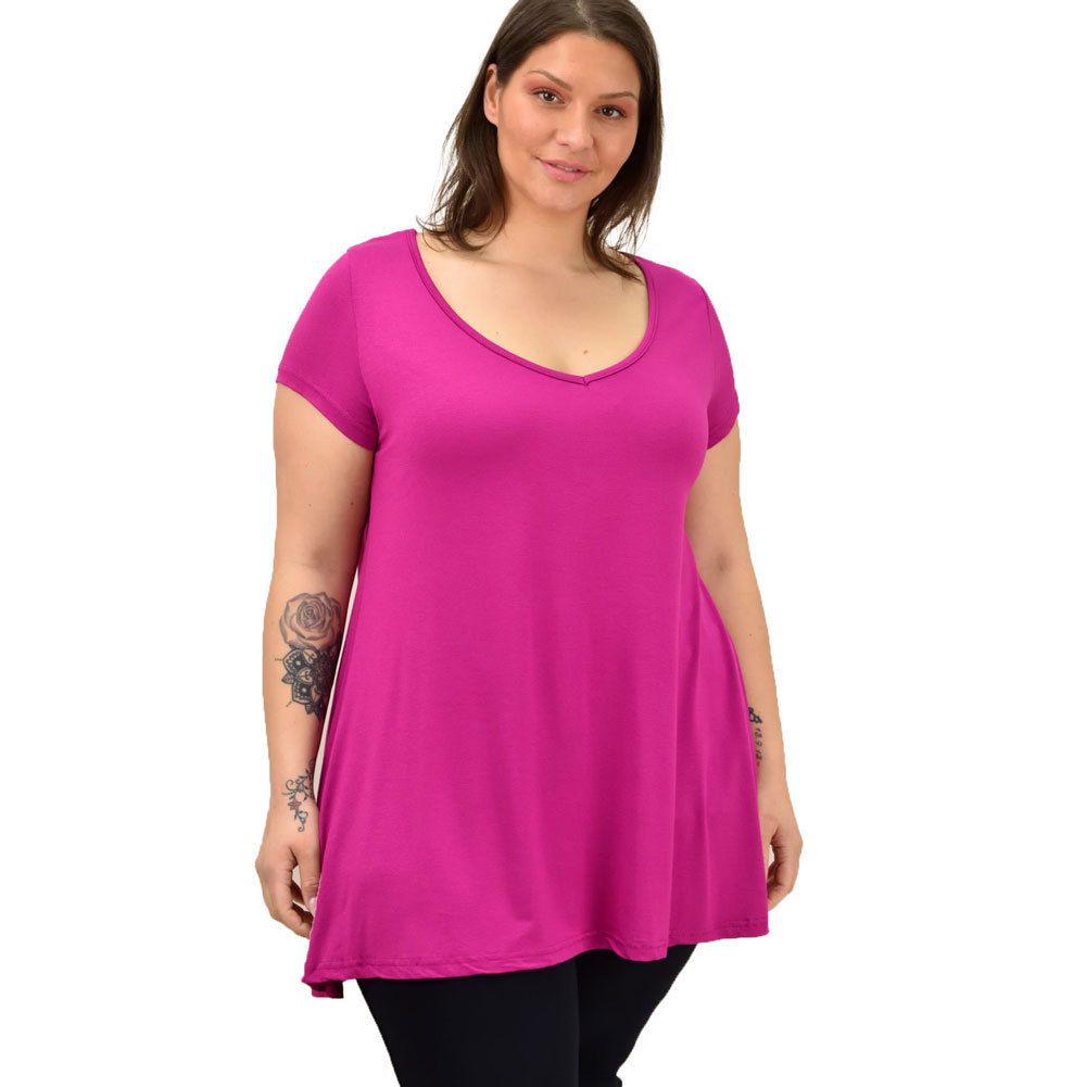 Γυναικεία μπλούζα μονόχρωμη oversized Ματζέντα 19095