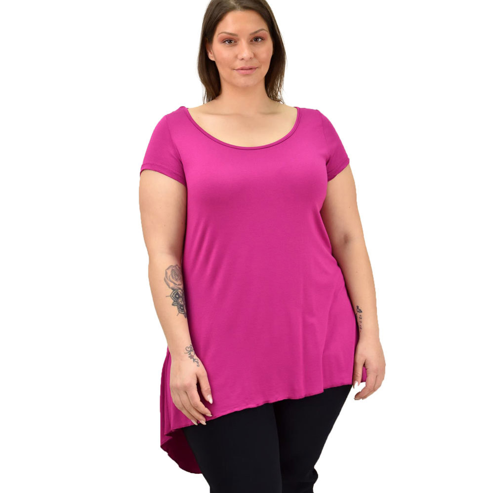 Γυναικεία μπλούζα ασύμμετρη oversized Ματζέντα 19089