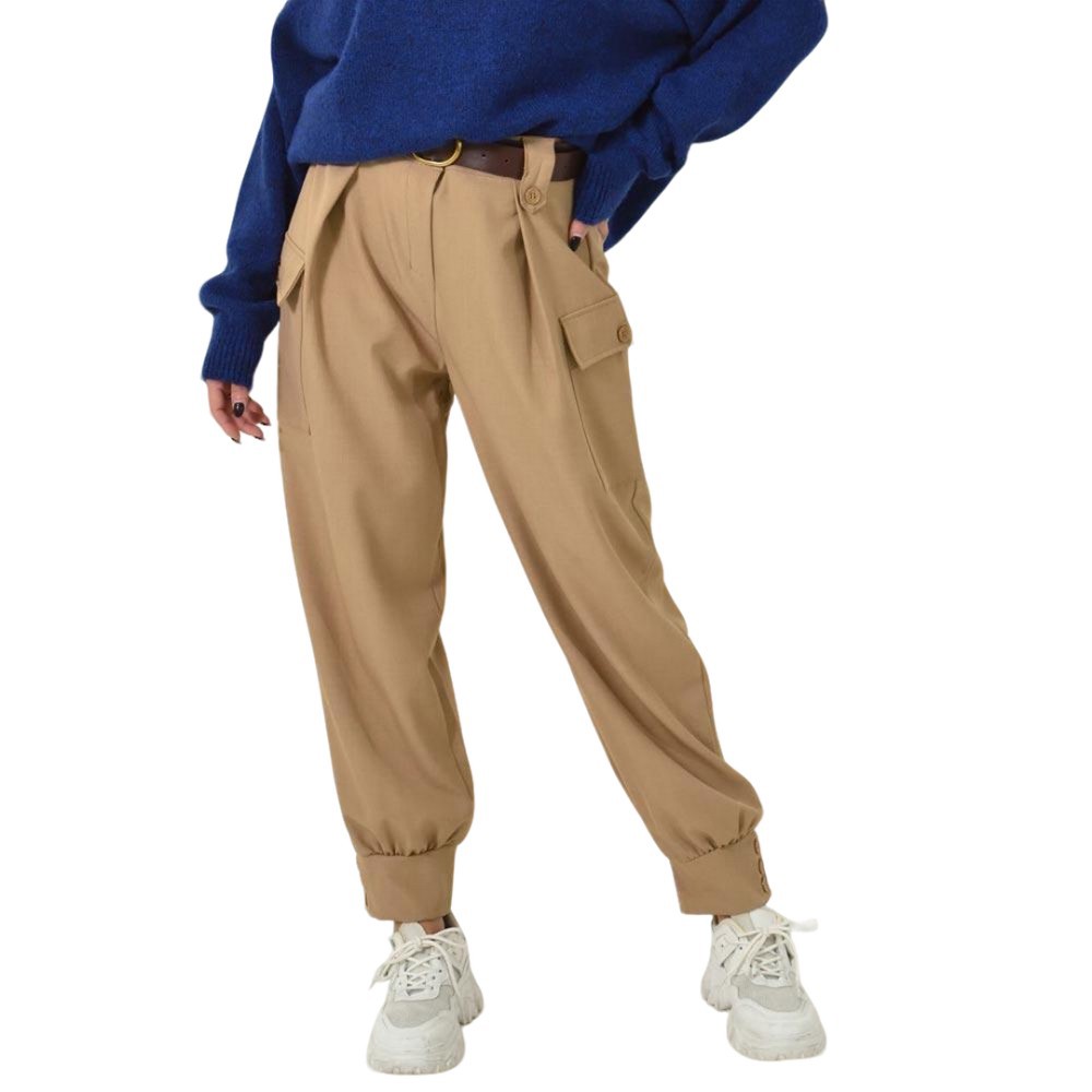 Ψηλόμεσο cargo παντελόνι Μπεζ 25727