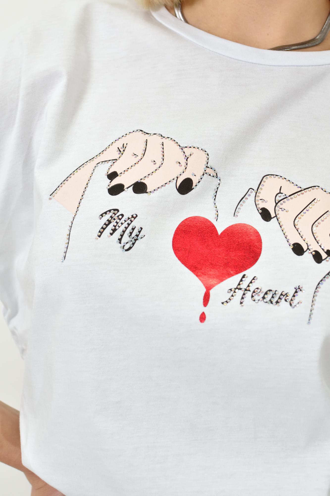 Γυναικείο T-shirt με σχέδιο Λευκό 23131