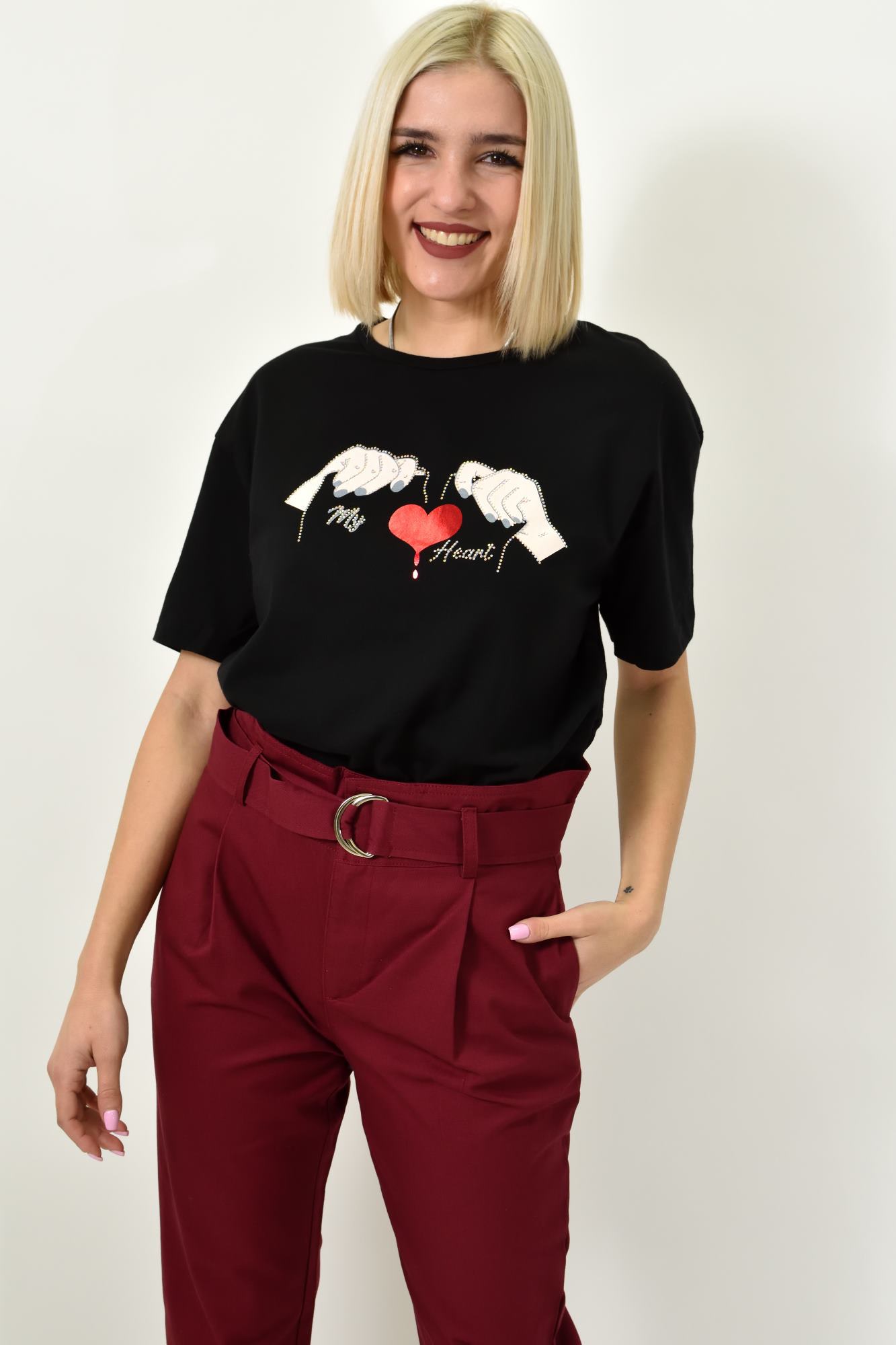 Γυναικείο T-shirt με σχέδιο Μαύρο 23130