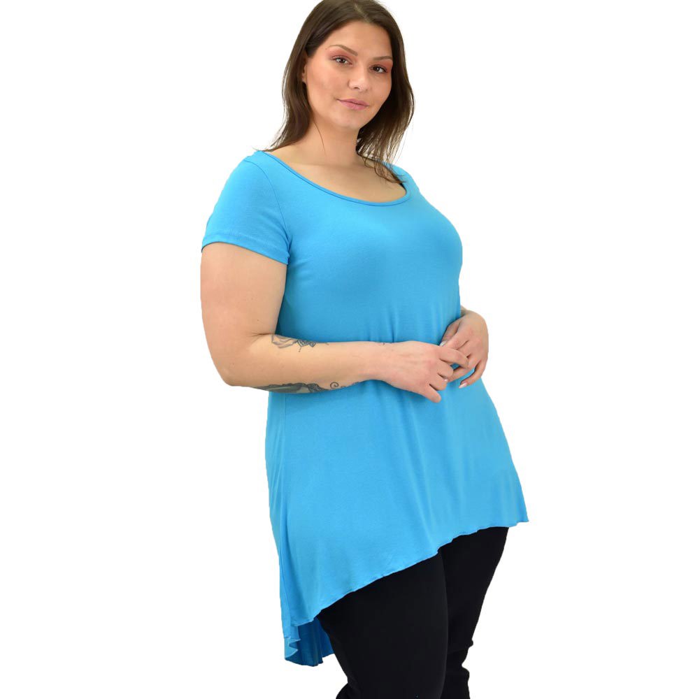 Γυναικεία μπλούζα ασύμμετρη oversized Γαλάζιο 19091
