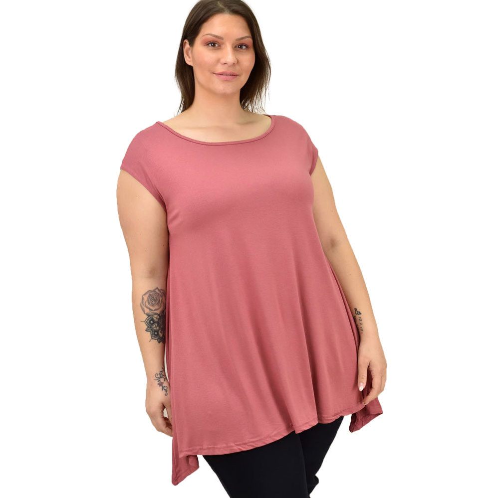 Γυναικεία μπλούζα μονόχρωμη oversized Σομόν 19156