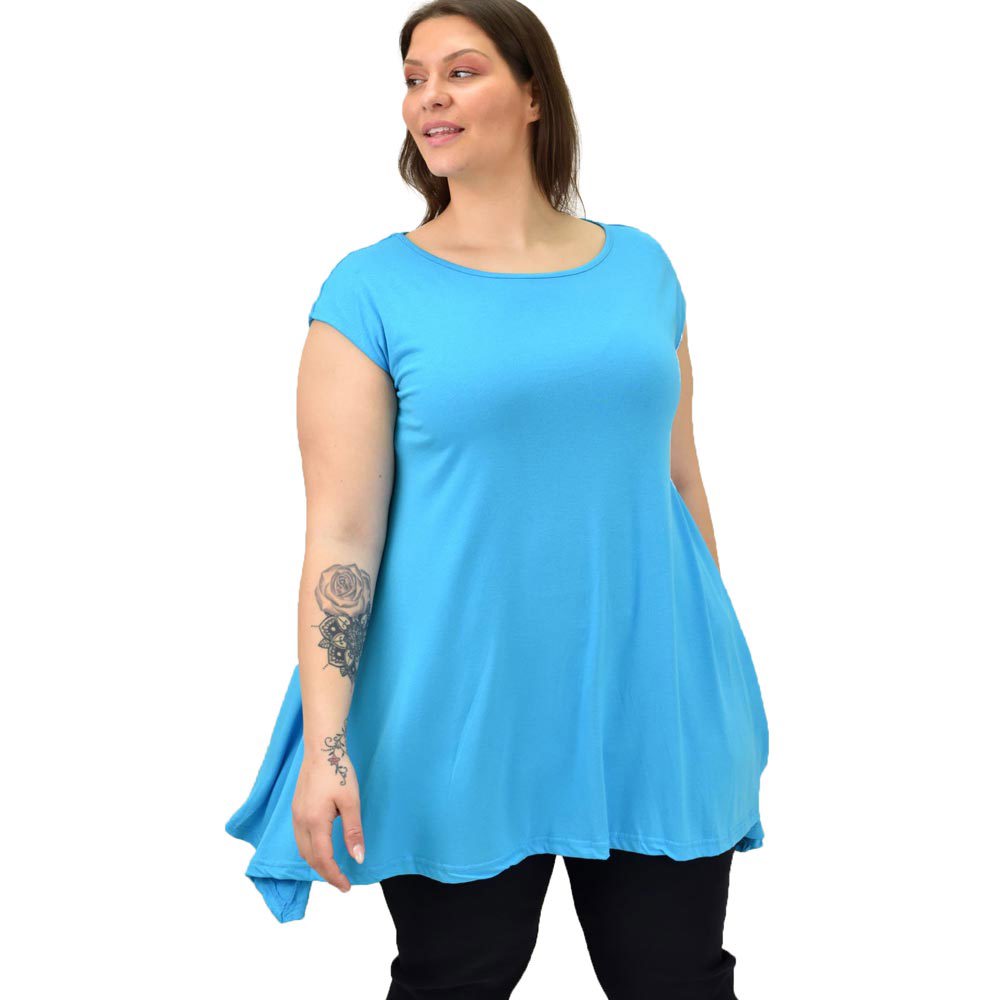 Γυναικεία μπλούζα μονόχρωμη oversized Γαλάζιο 19157