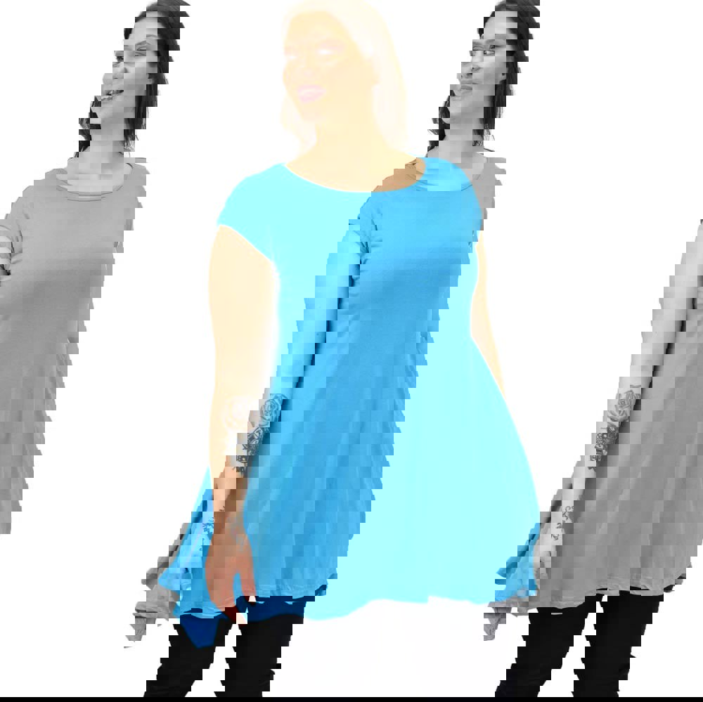 Γυναικεία μπλούζα μονόχρωμη oversized Γαλάζιο 19157