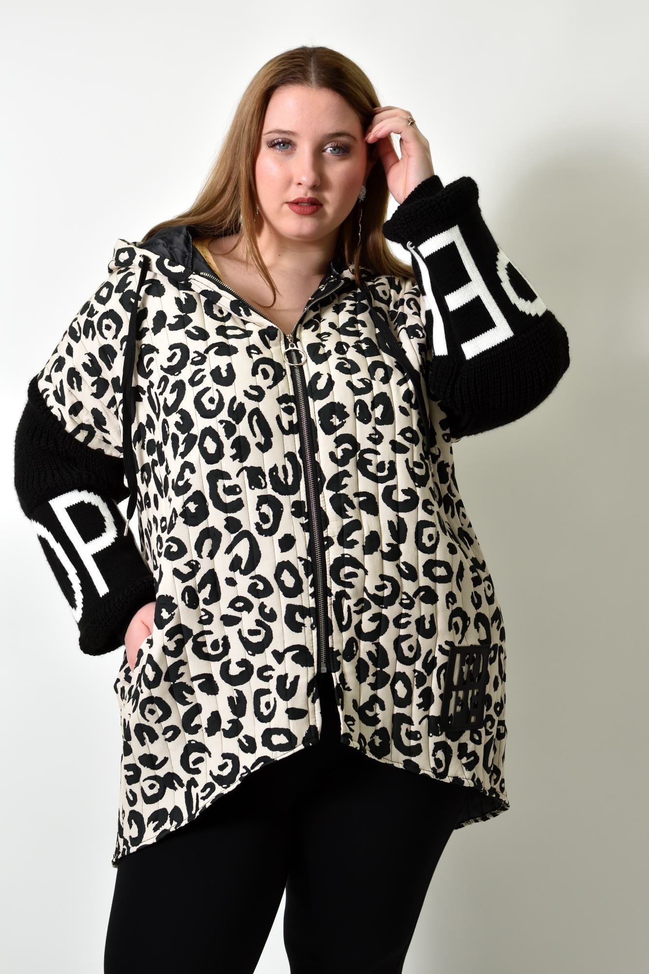Γυναικείο Plus size τζάκετ Εκρού 22434