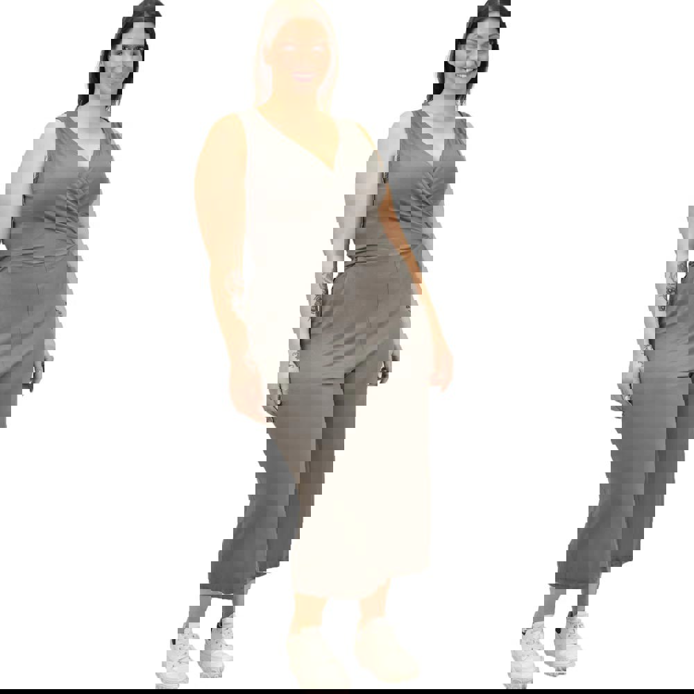 Κρουαζέ ολόσωμη φόρμα με ζώνη για μεγάλα μεγέθη Γκρι 11464