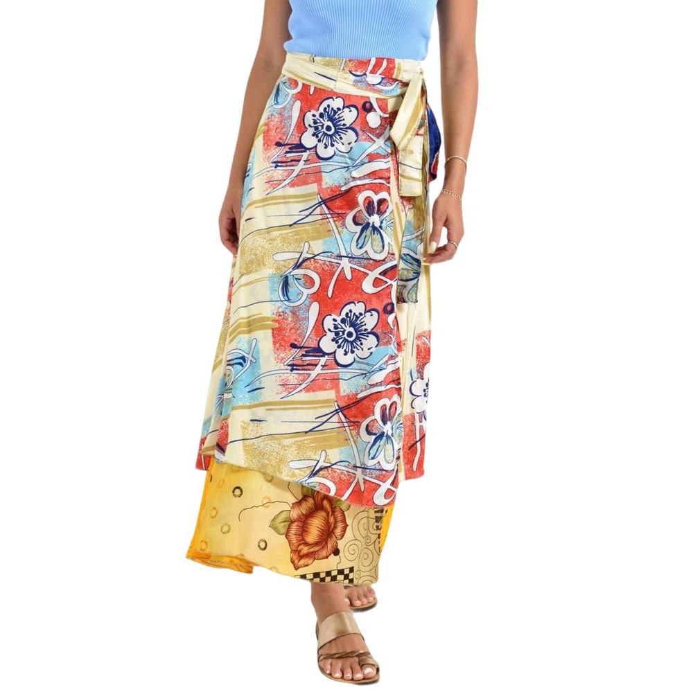 Μακριά Φούστα Boho με Εμπριμέ Σχέδια Κίτρινο 26916