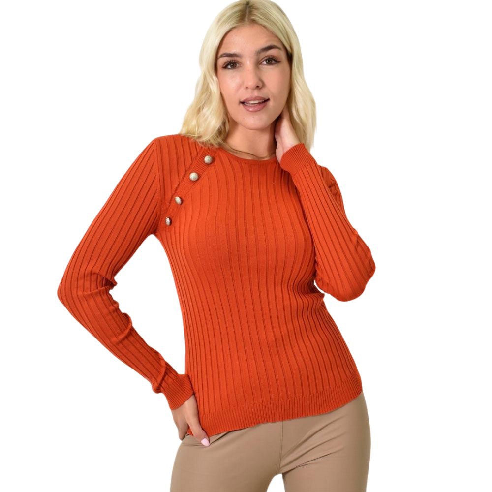 Τοπ με διακοσμητικά κουμπιά Κανελί 25756