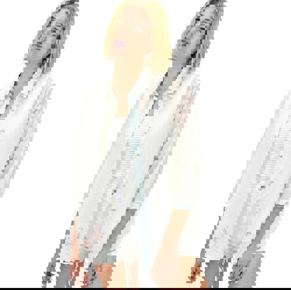 Γυναικείο πουκάμισο με κεντητές λεπτομέρειες Εκρού 19605