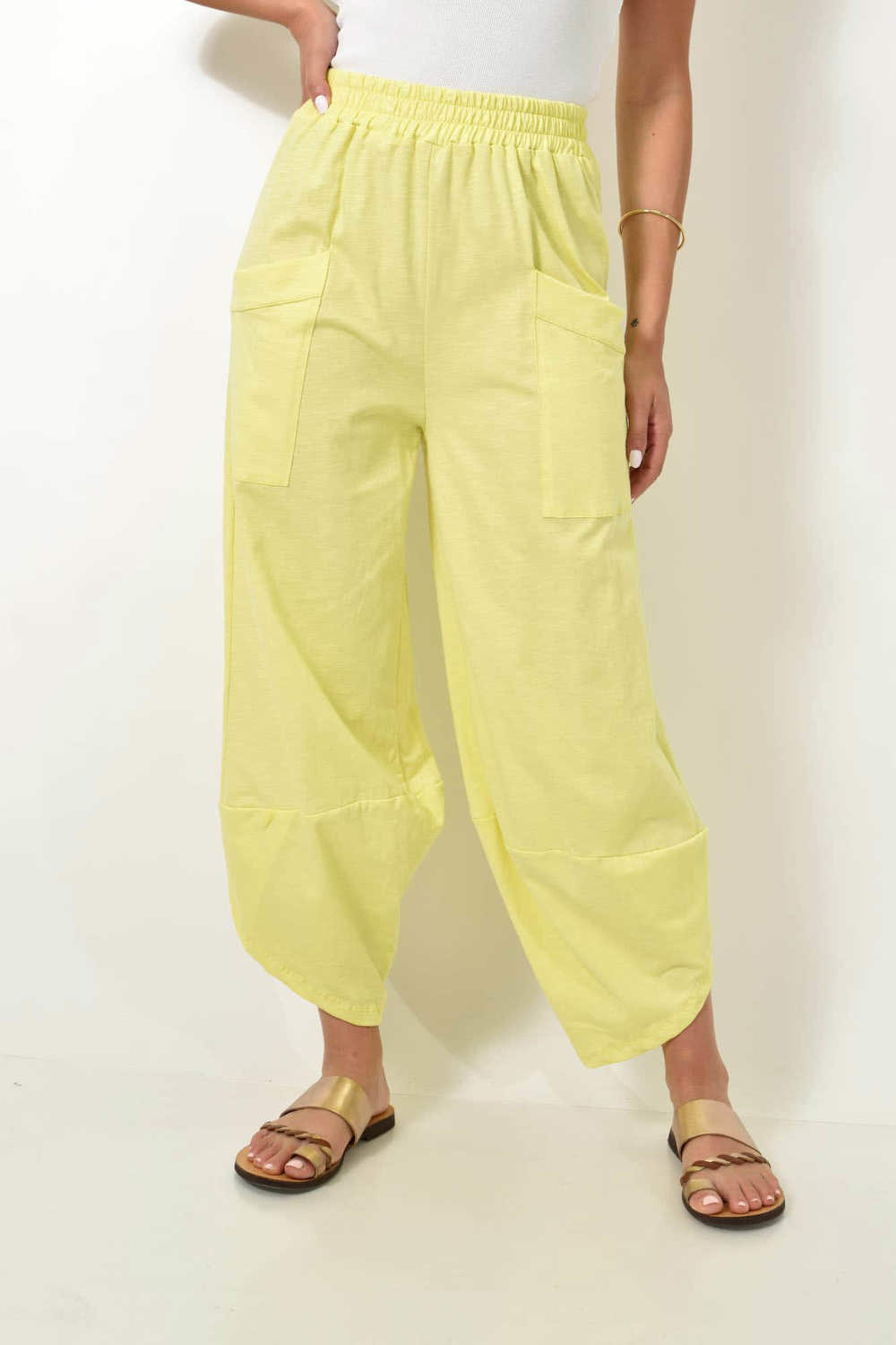 Σαλβάρι ψηλόμεσο με τσέπες Κίτρινο 24783 φωτογραφία