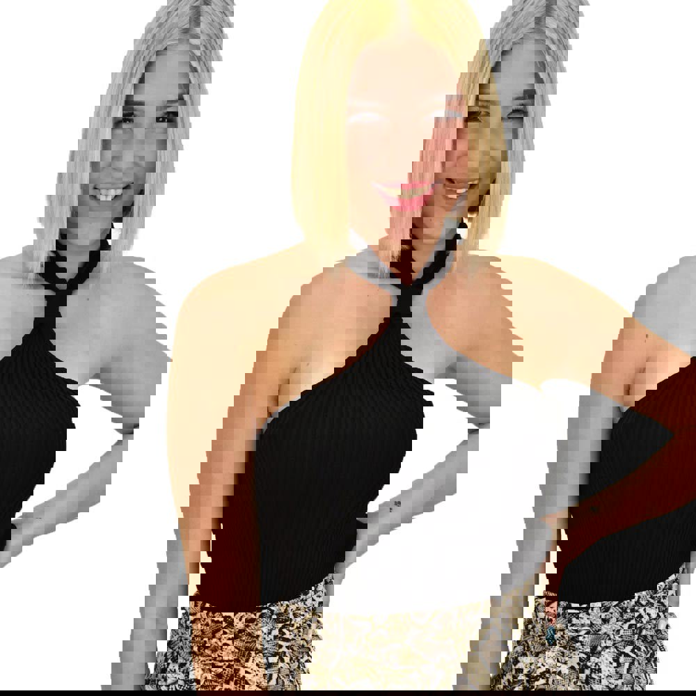 Γυναικείο τοπ ριπ με κόμπο στο λαιμό Μαύρο 20972