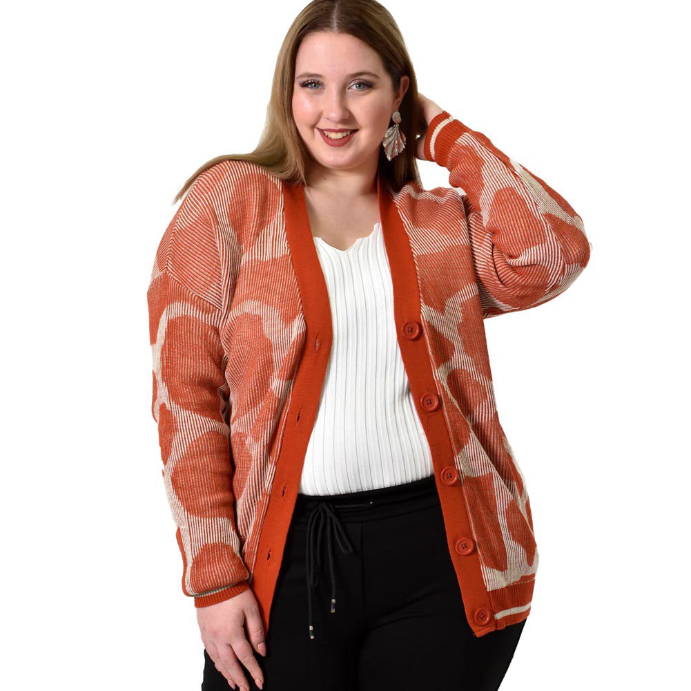 Γυναικεία ζακέτα oversized με σχέδιο Κανελί 22975