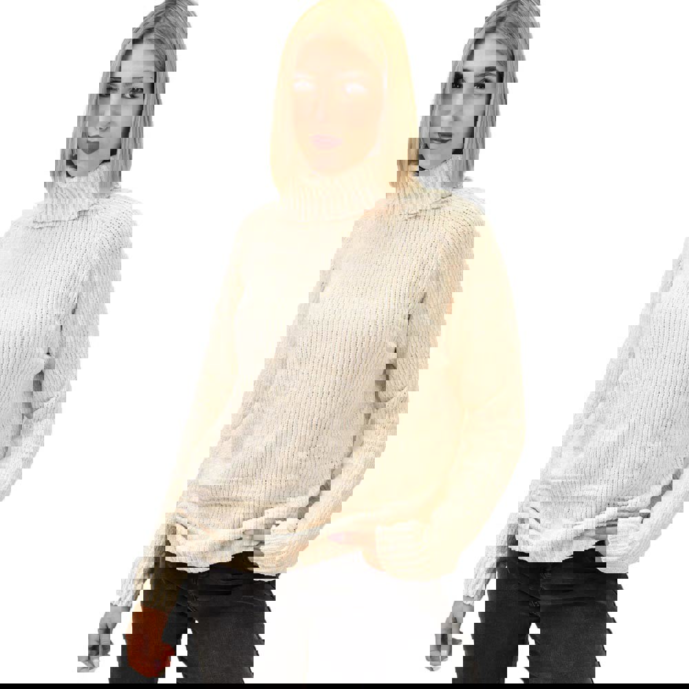 Γυναικεία μπλούζα σενίλ με ζιβάγκο Εκρού 18594