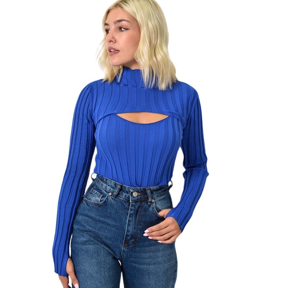 Μπλούζα σετ με τοπ και μπολερό Μπλε Ρουά 25766