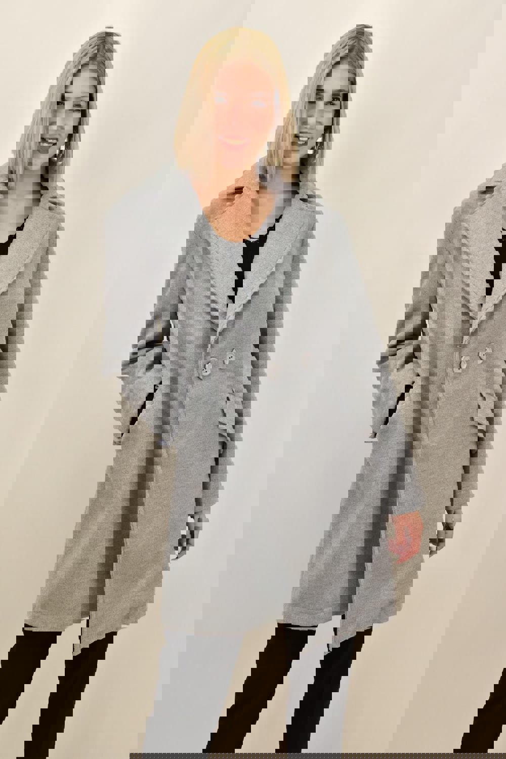 Παλτό με γιακά βελούρ Γκρι 1815 φωτογραφία