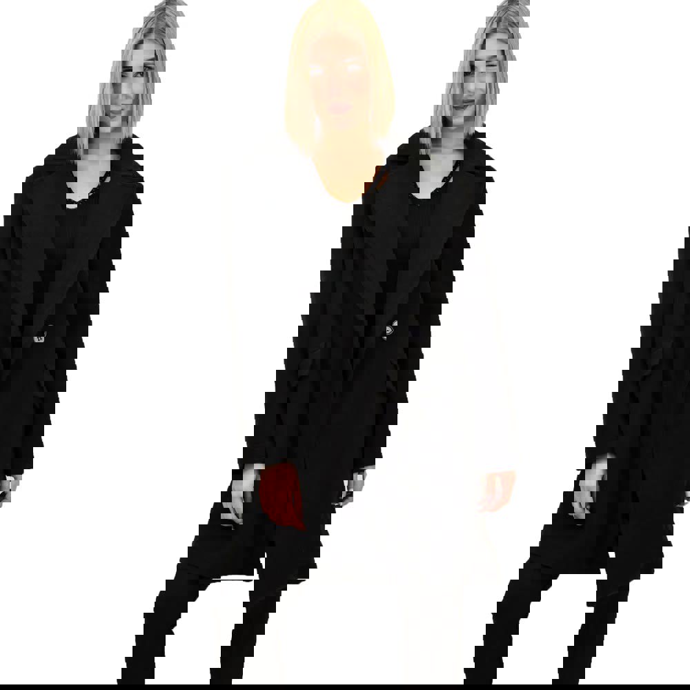 Παλτό με γιακά βελούρ Μαύρο 1817