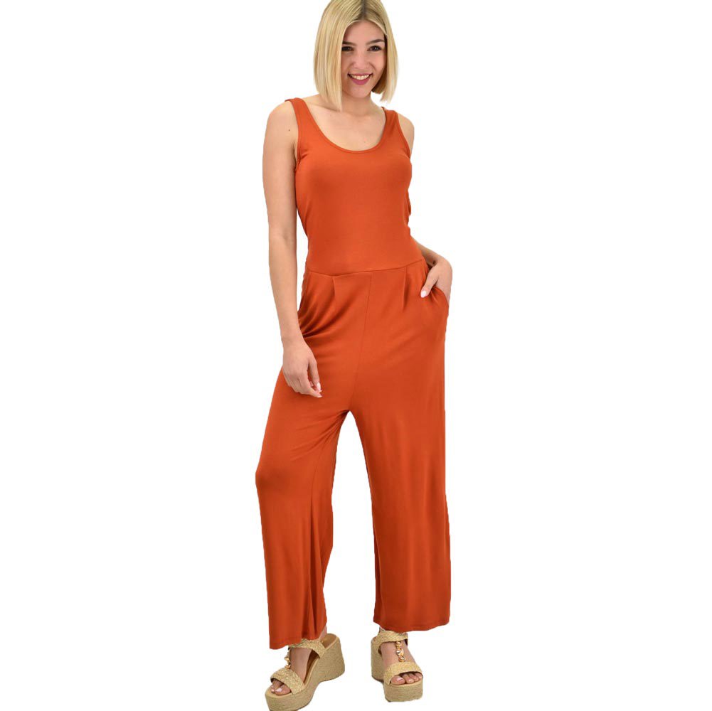 Ολόσωμη φόρμα zip culotte Κανελί 319