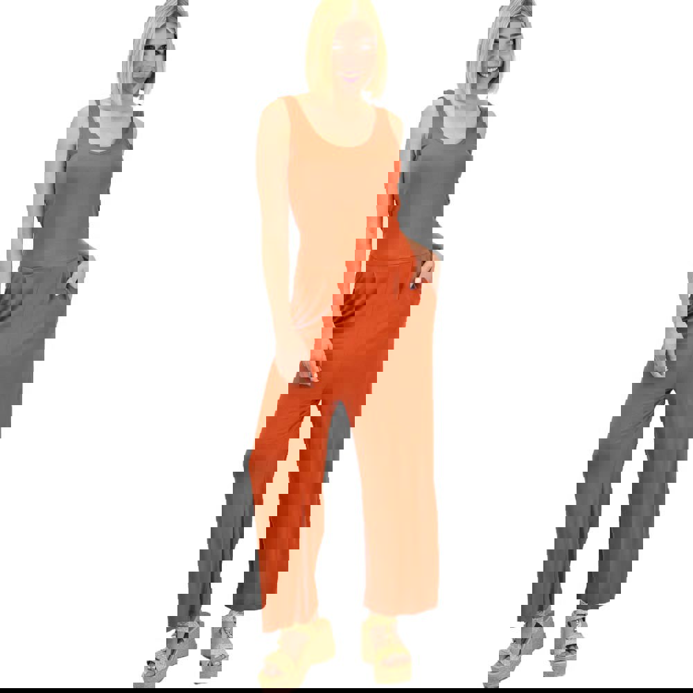 Ολόσωμη φόρμα zip culotte Κανελί 319