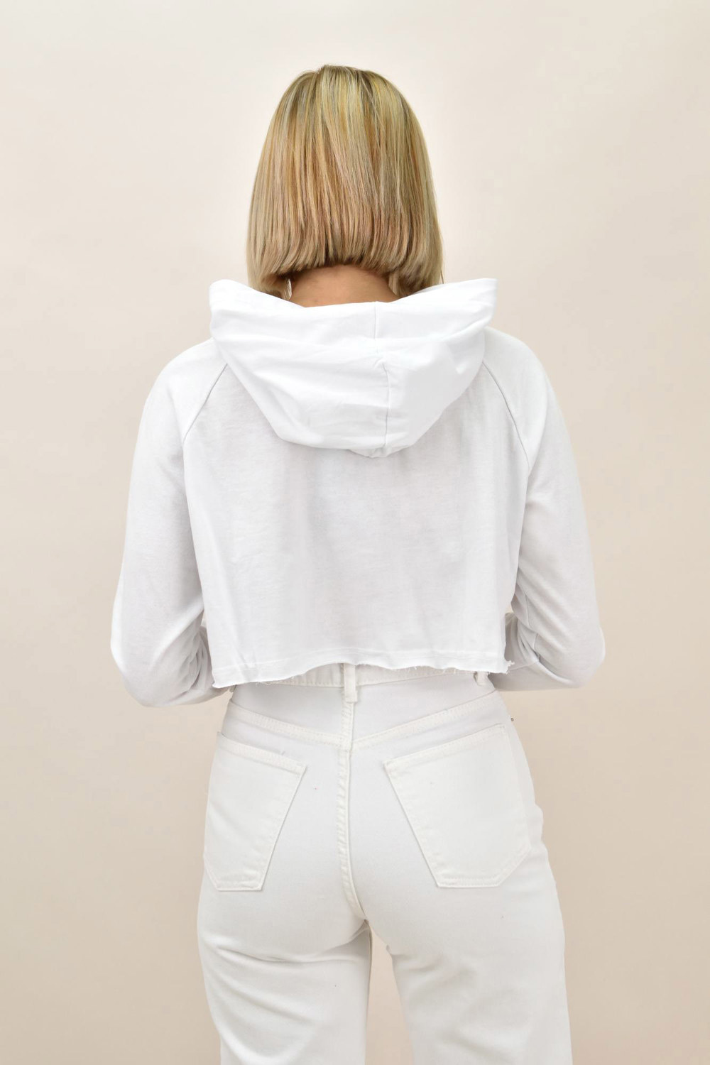 Γυναικείο τοπ φούτερ με κουκούλα Λευκό 11049 φωτογραφία
