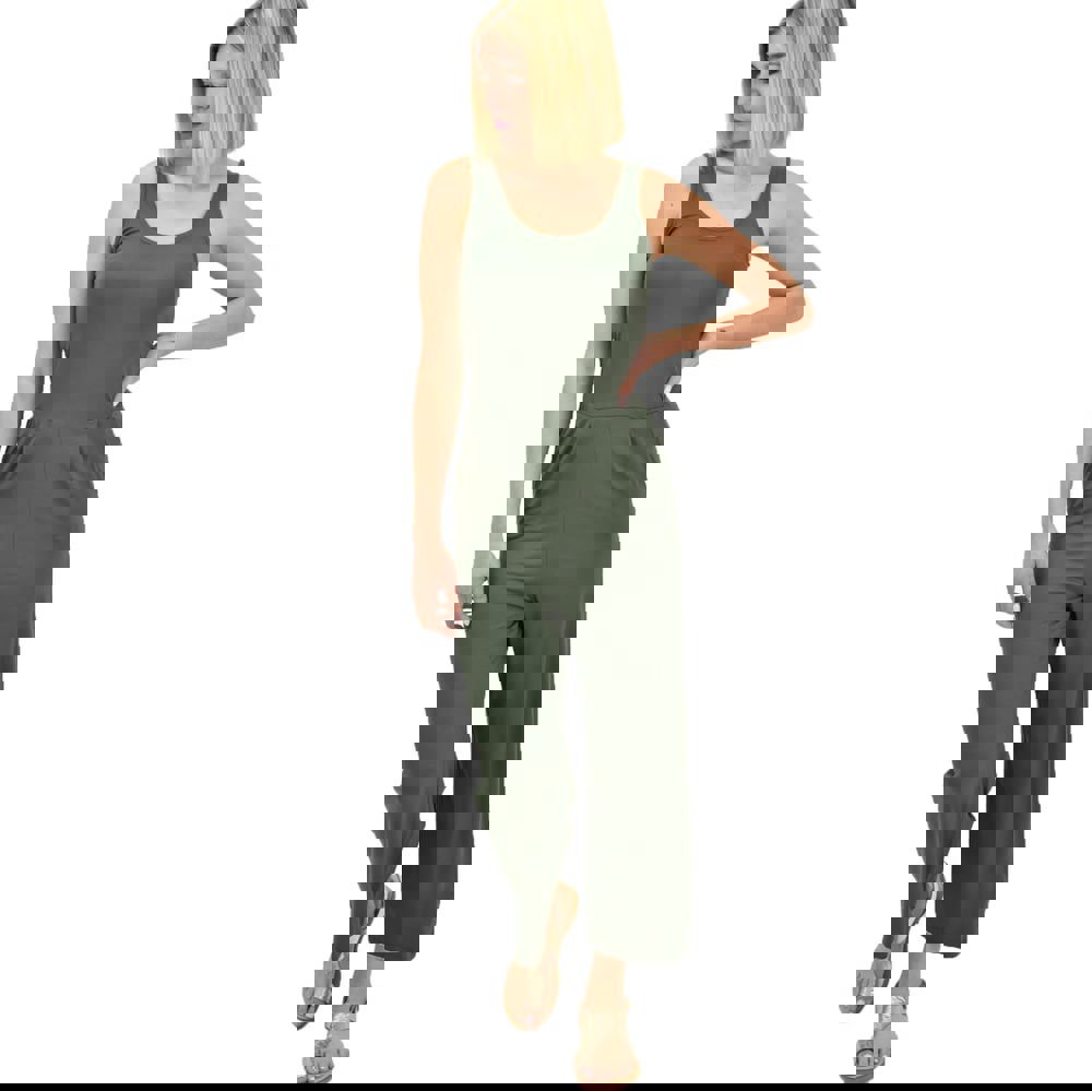 Ολόσωμη φόρμα zip culotte Χακί 19769