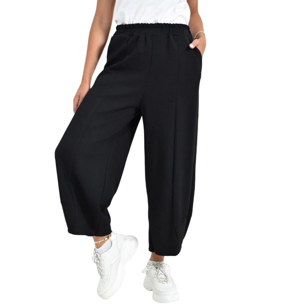 Γυναικείο Παντελόνι Τύπου Σαλβάρι Crop Μαύρο 27034