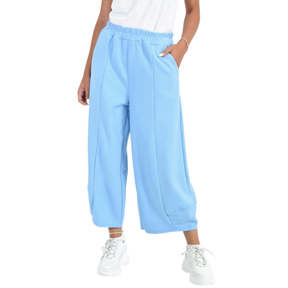 Γυναικείο Παντελόνι Τύπου Σαλβάρι Crop Γαλάζιο 27033