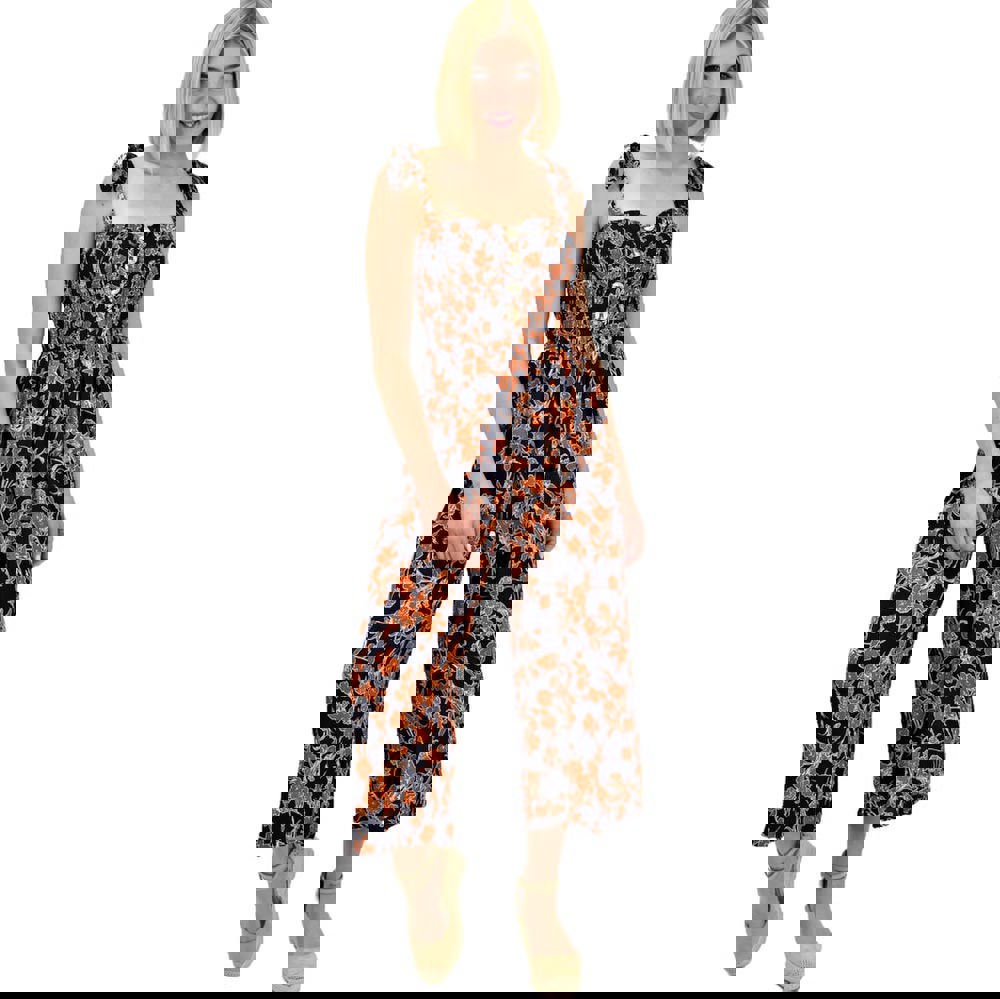 Γυναικεία ολόσωμη φόρμα φλοράλ Μπλε Σκούρο 7691