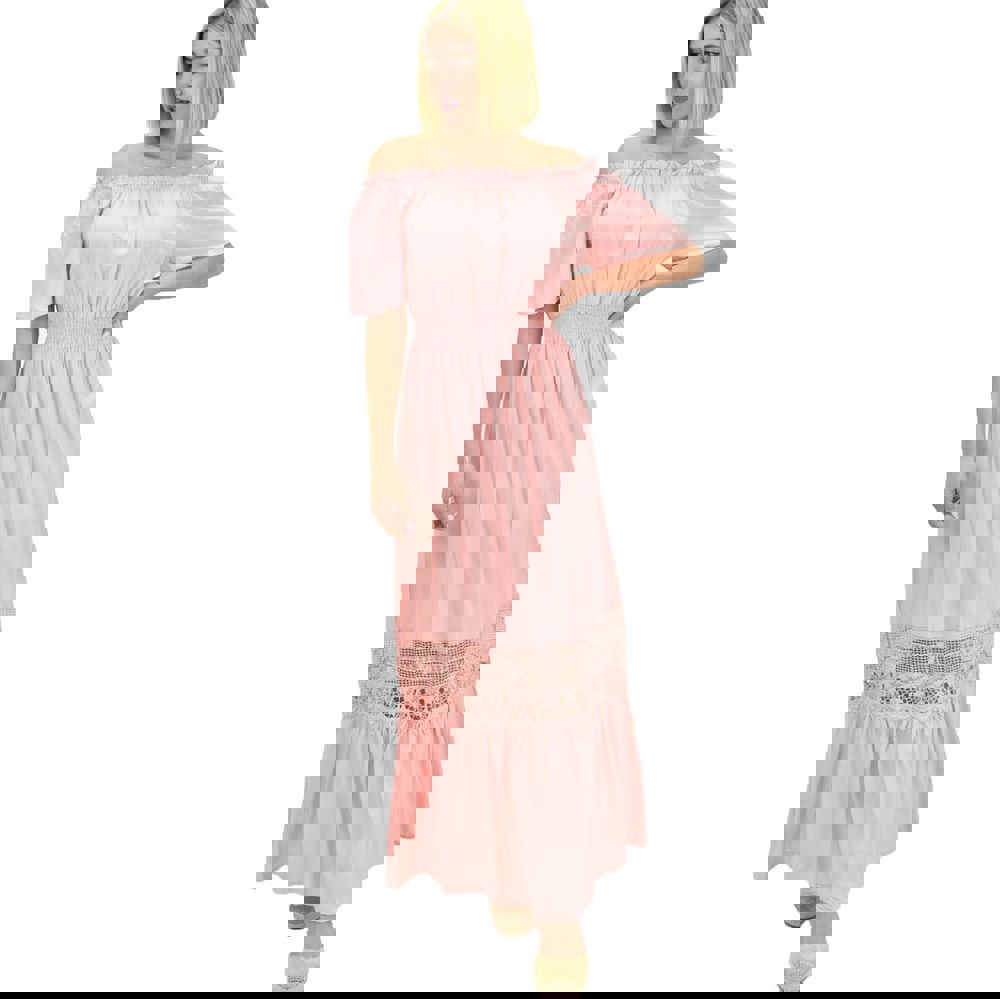 Γυναικείο φόρεμα στράπλες μονόχρωμο Ροζ 19665