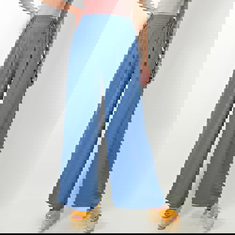 Παντελόνι ψηλόμεσο με κουμπιά Μπλε 24207