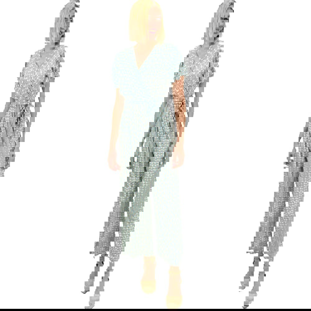 Γυναικεία ολόσωμη φόρμα με ζώνη Φυστικί 19679