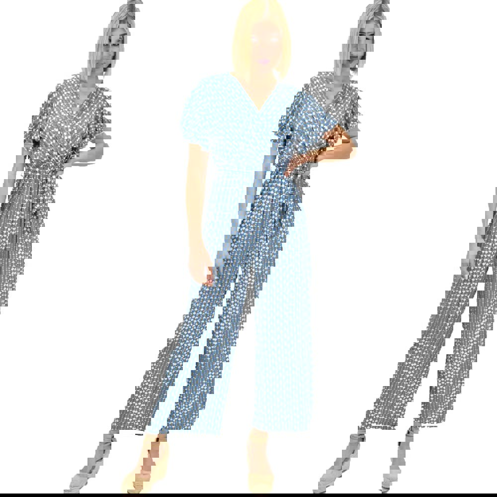 Γυναικεία ολόσωμη φόρμα με ζώνη Μπλε 19680