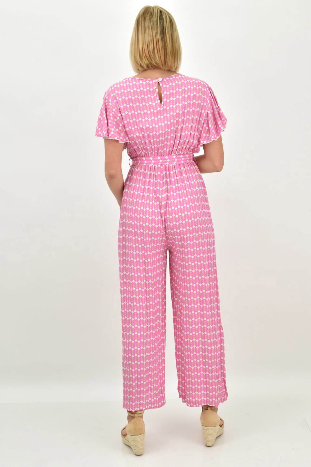 Γυναικεία ολόσωμη φόρμα με ζώνη Ροζ 19678 φωτογραφία