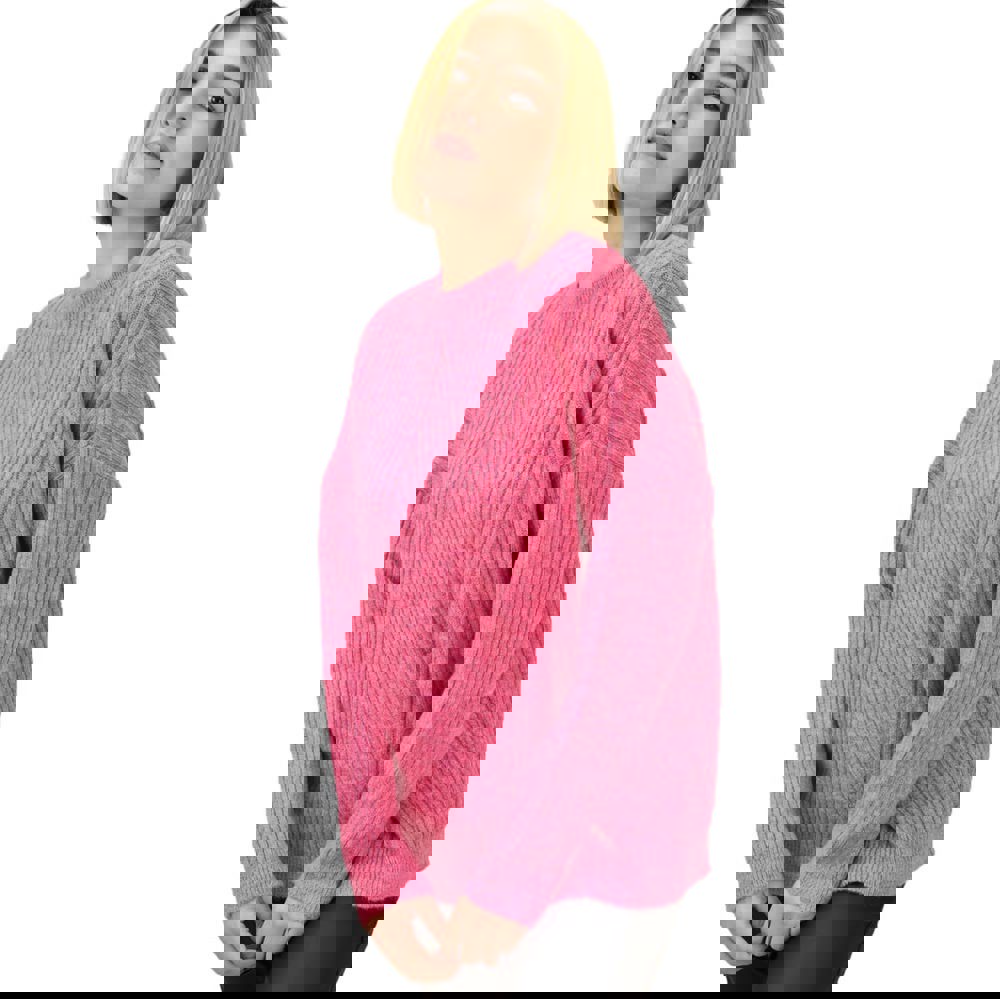 Γυναικείο πουλόβερ με σχέδιο Ροζ 18639