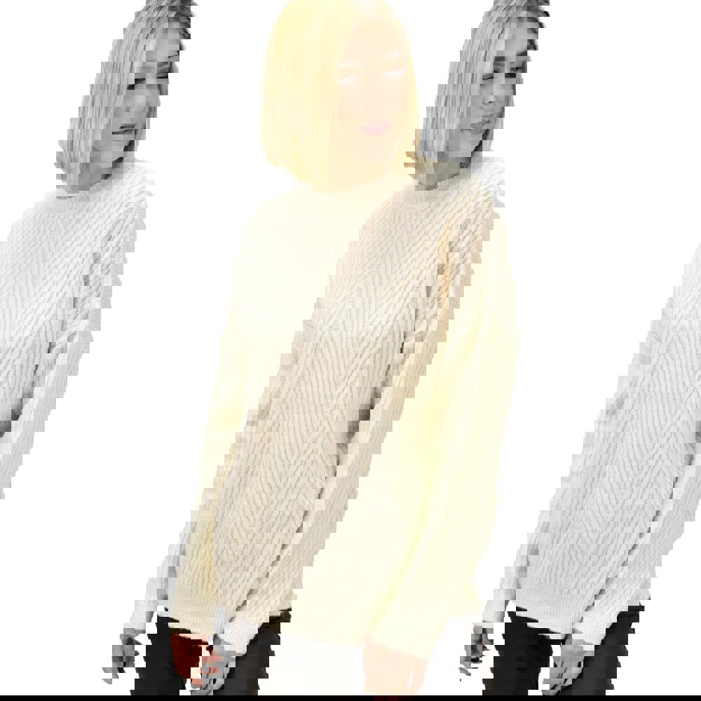 Γυναικείο πουλόβερ με σχέδιο Εκρού 18640