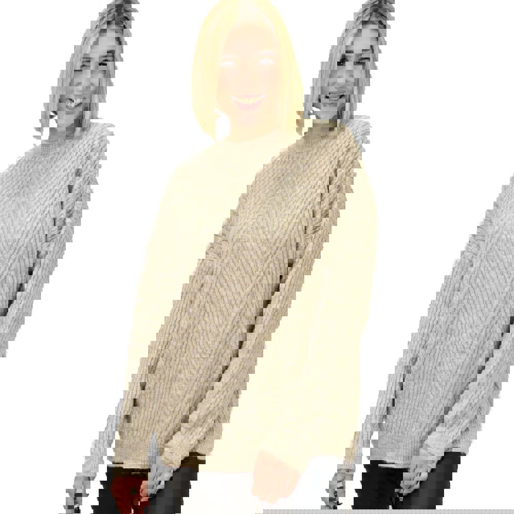 Γυναικείο πουλόβερ με σχέδιο Μπεζ 18642