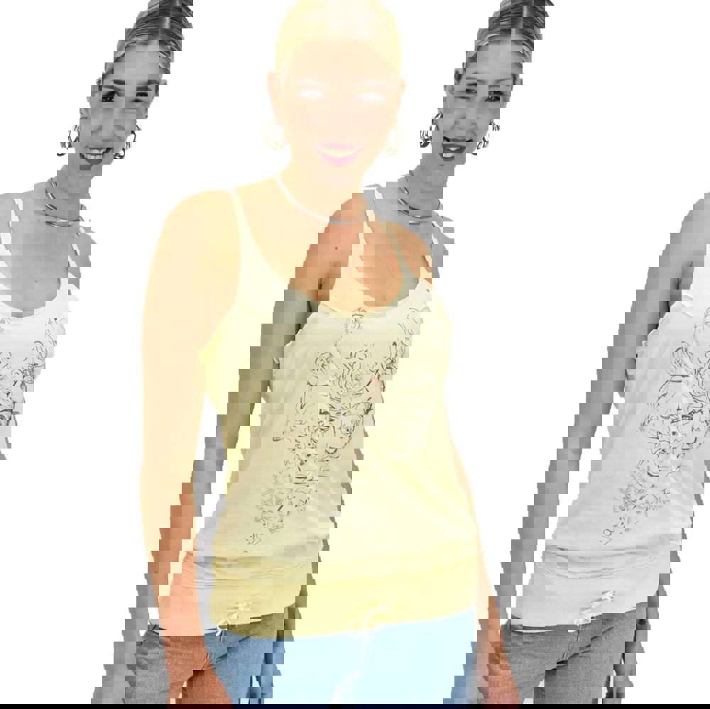 Γυναικεία μπλούζα με τύπωμα και πέρλες Κίτρινο 20412