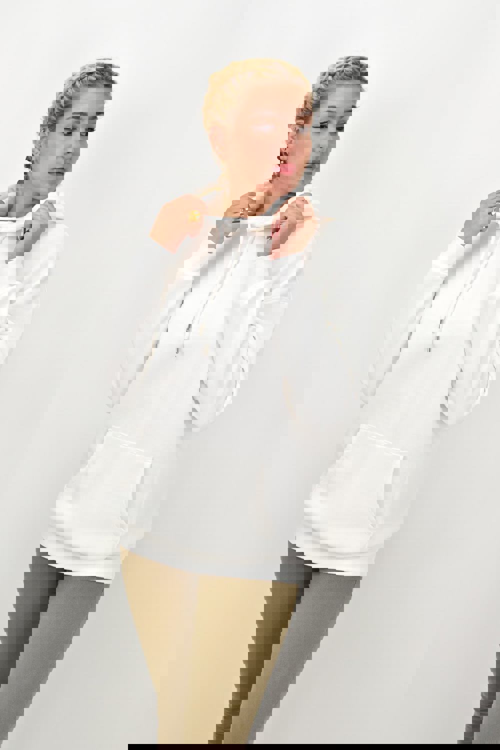 Γυναικείο φούτερ με κουκούλα Εκρού 22070 φωτογραφία